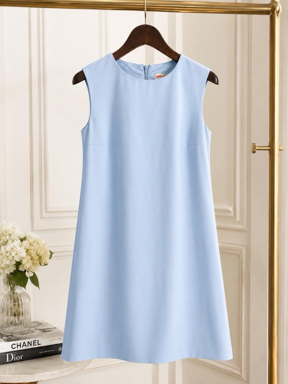 Maison Common Light Blue Sleeveless Shift Dress